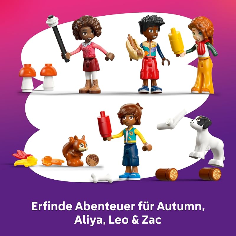 Friends Gemütliche Hütte im Herbstwald - Miniatur Spielhaus mit 4 Minifiguren, 2 Haustierfiguren & Zubehör - Kinderzimmer Deko - Geschenkidee für Mädchen ab 9 Jahren - 42705