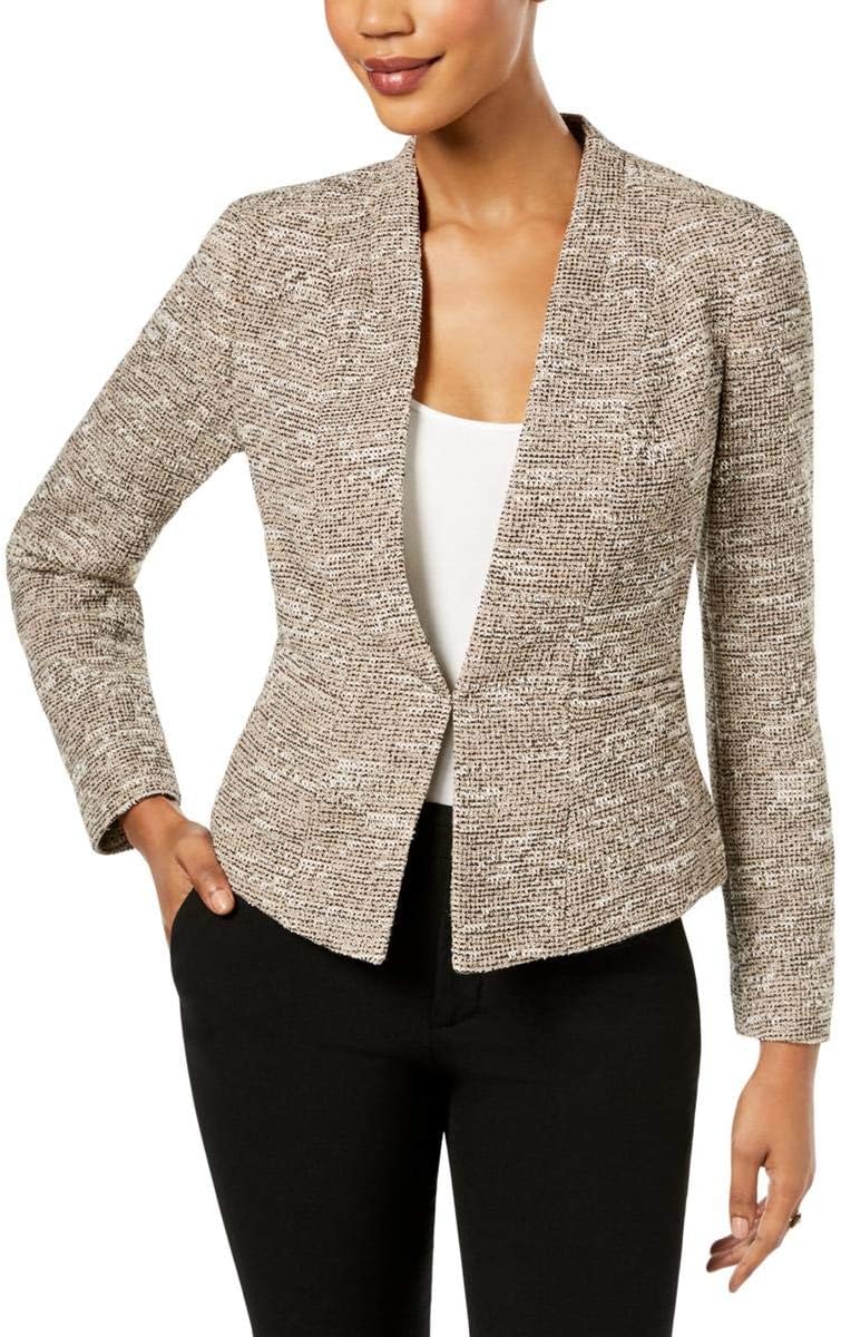 Kasper Women's Tweed Flyaway Jacket with Pocket Detailing