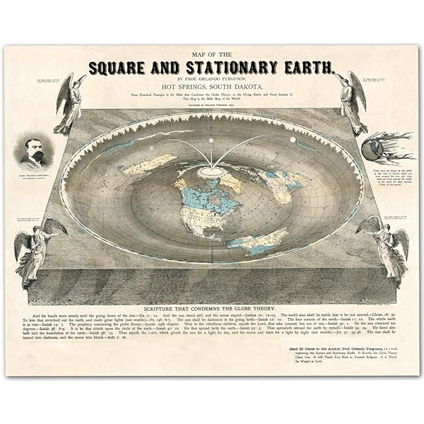 Mappa Terra Piatta Alexander Gleason - Stampa Vintage 1893 Su Papiro