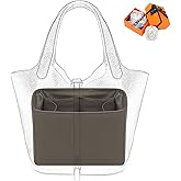 Dorrarium Silk Organizer for Hermes Picotin 14/18/22/26/31 – Luxury Silky Smooth Tote Premium Handbag Insert Divider, Bag Shaper with Divider, Non-Slip Purse Inserter, with Bonus Scarf (Étoupe, 18cm)