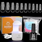 Beetles Nail Tips and Glue Gel Nail Kit, 2 In 1 Nail Gel and Base Gel with 500Pcs Coffin Nails Tips and LED Lamp DIY Nail Art