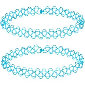 FliuSuax 2PCS Tattoo Choker Necklace Y2K Vintage Rainbow Tattoo Choker Gothic 90s Choker Necklace Adjustable Elastic Necklace