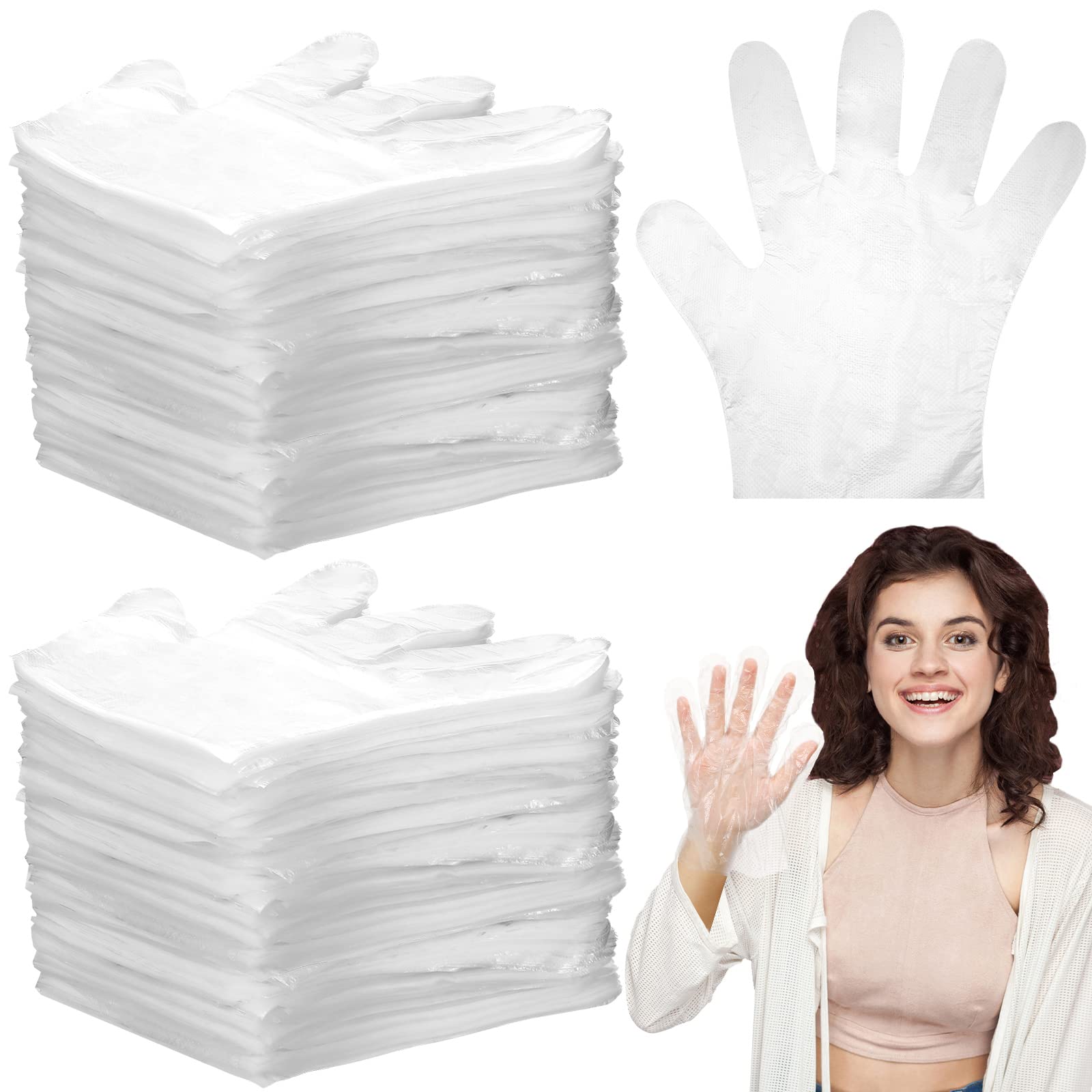 Photo 1 of Dingion 4000 Pack Disposable Gloves Plastic Disposable Food Prep Safe PE Latex Free Gloves for Gardening Kitchen Cooking Food Handling