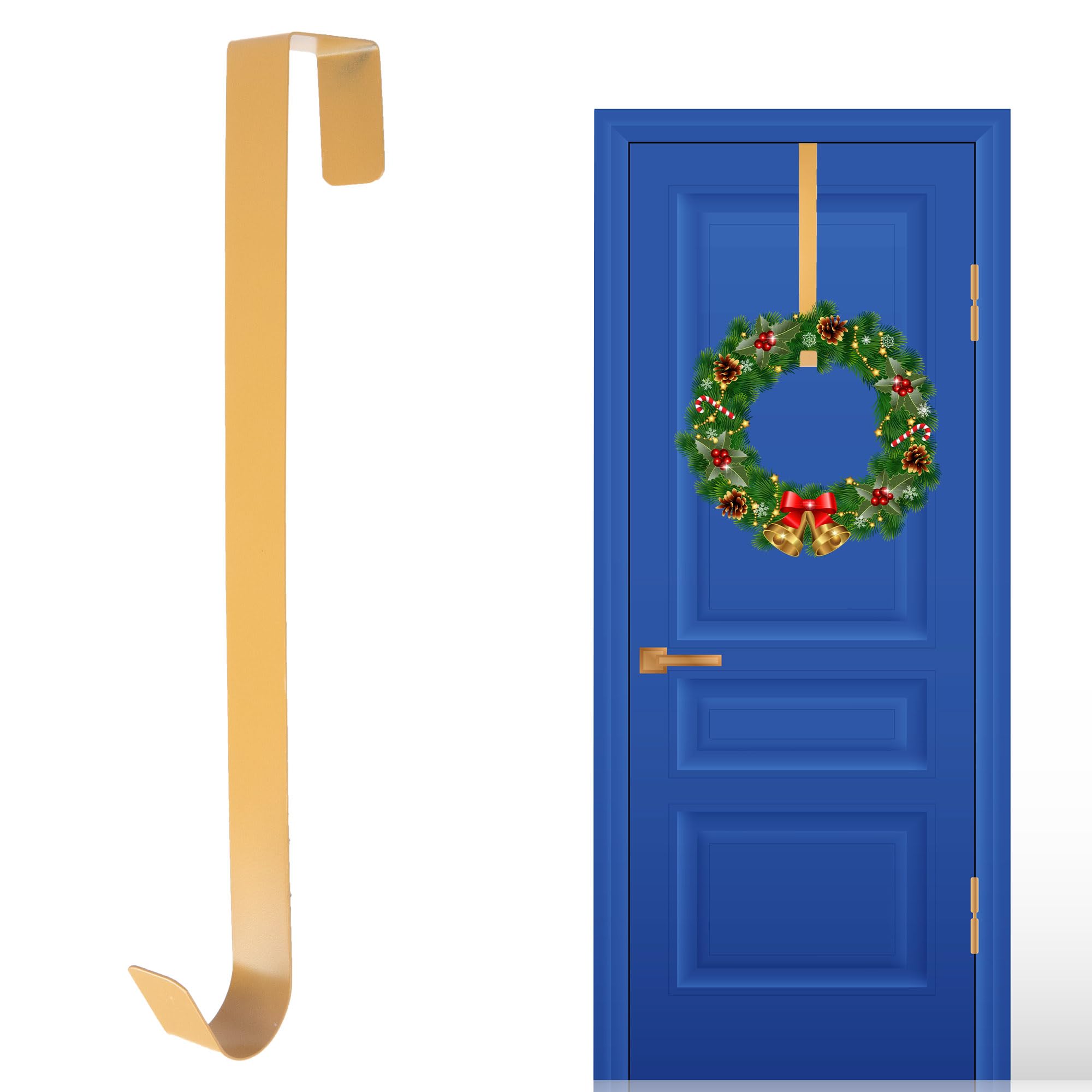 SHATCHI 1Pc Christmas Wreath Door Hanger – 38cm Metal Front Door Wreath Holder Over Door Hook for Christmas Home Office Wall Wedding Hanging Decorations Wreaths