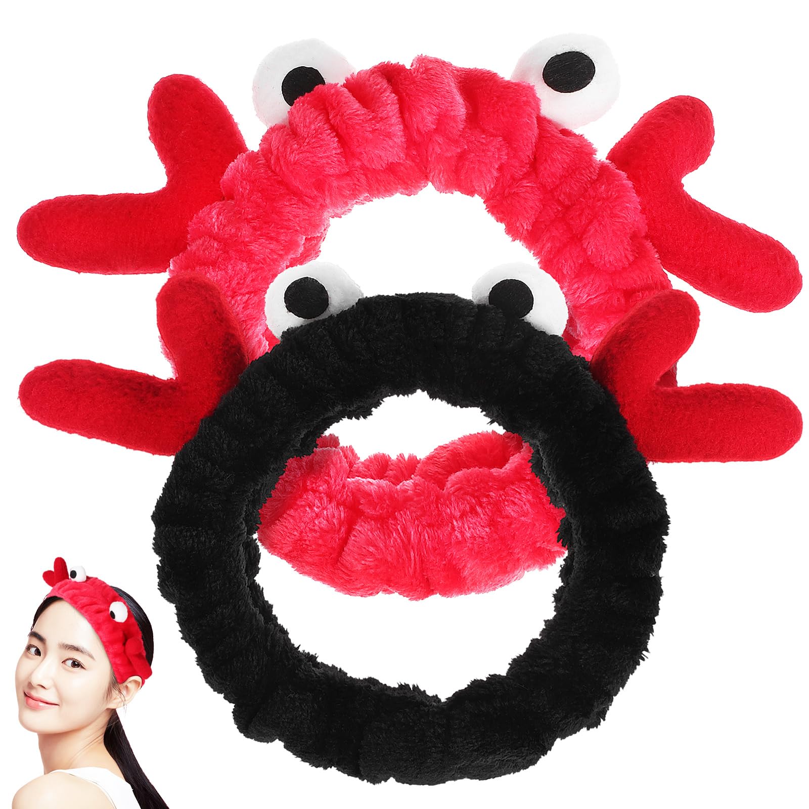 2Pcs Face Wash Headband, Spa Headband Facial Makeup Hairband Adjustable Soft Elastic Coral Head Wrap for Women Spa Bath Makeup Costume Party Supply