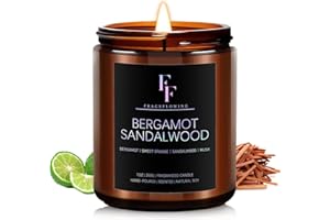 FF FRAGRFLOWING Bergamot Sandalwood Scented Candle for Home Soy Wax Candle, Aromatherapy Candle Gift for Women Men, 7oz