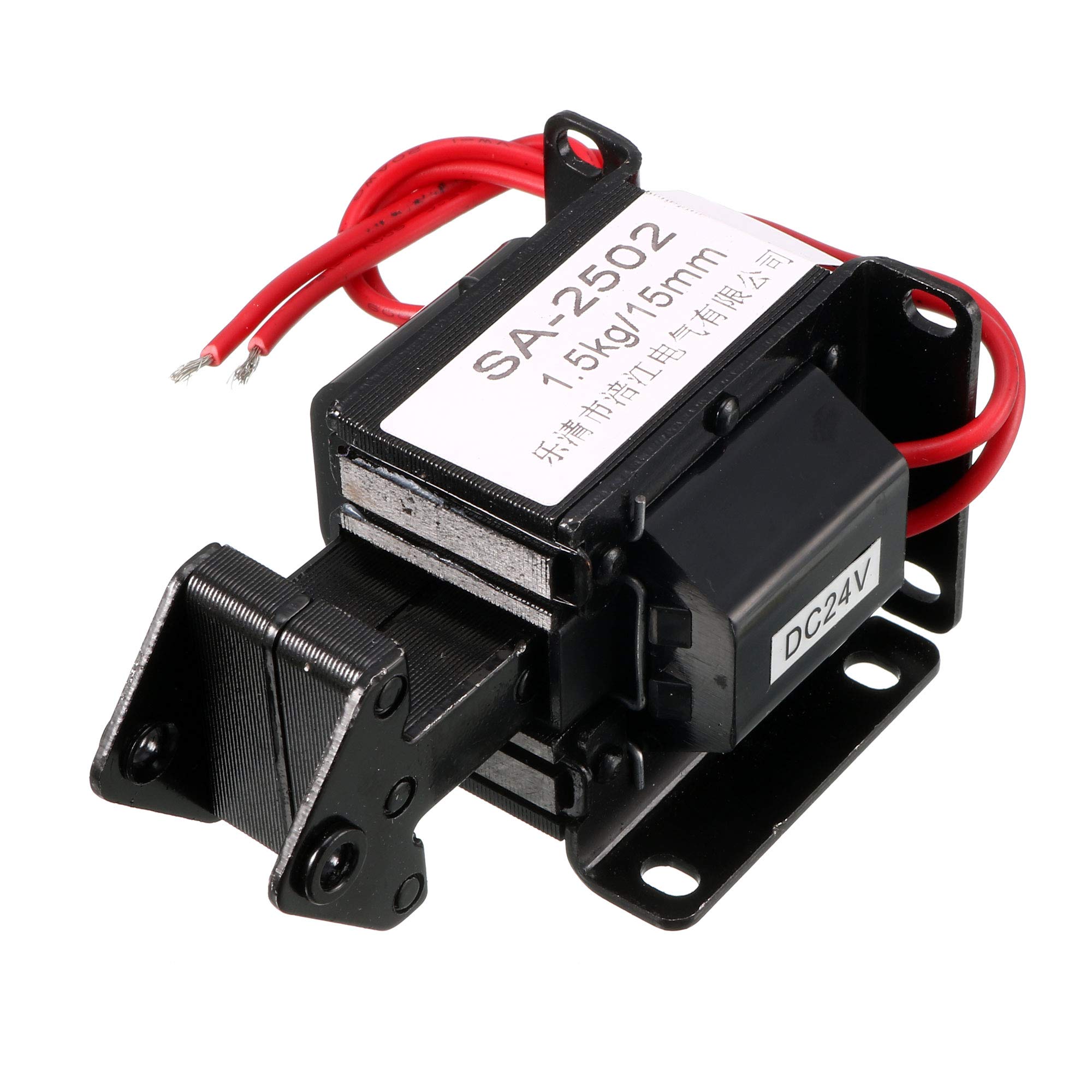 Sourcingmap DC24V 15mm Stroke 14.7N Force Push Pull Type Frame DC Solenoid Electromagnet Magnet SA-2502