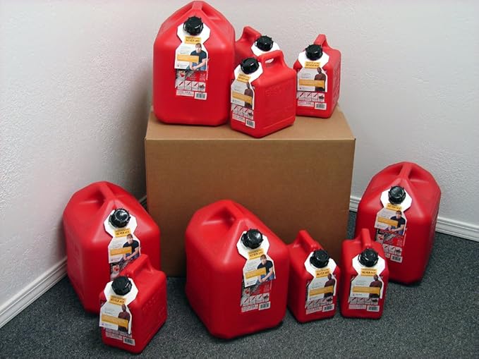 Gas Can 10 Pack with Four 5 gallon Cans and Six 1 Gallon