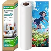 VortriDino 24in x 164ft Sublimation Paper Fast Dry Dye Sublimation Paper Roll 2" Core for E) P*Son F570 / F570 PRO Heat Transfer Printing, 95gsm