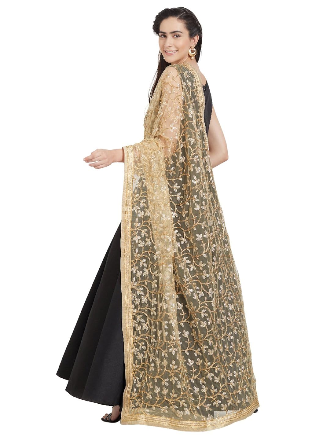 dupatta bazaar woman's gold embroidered net dupatta