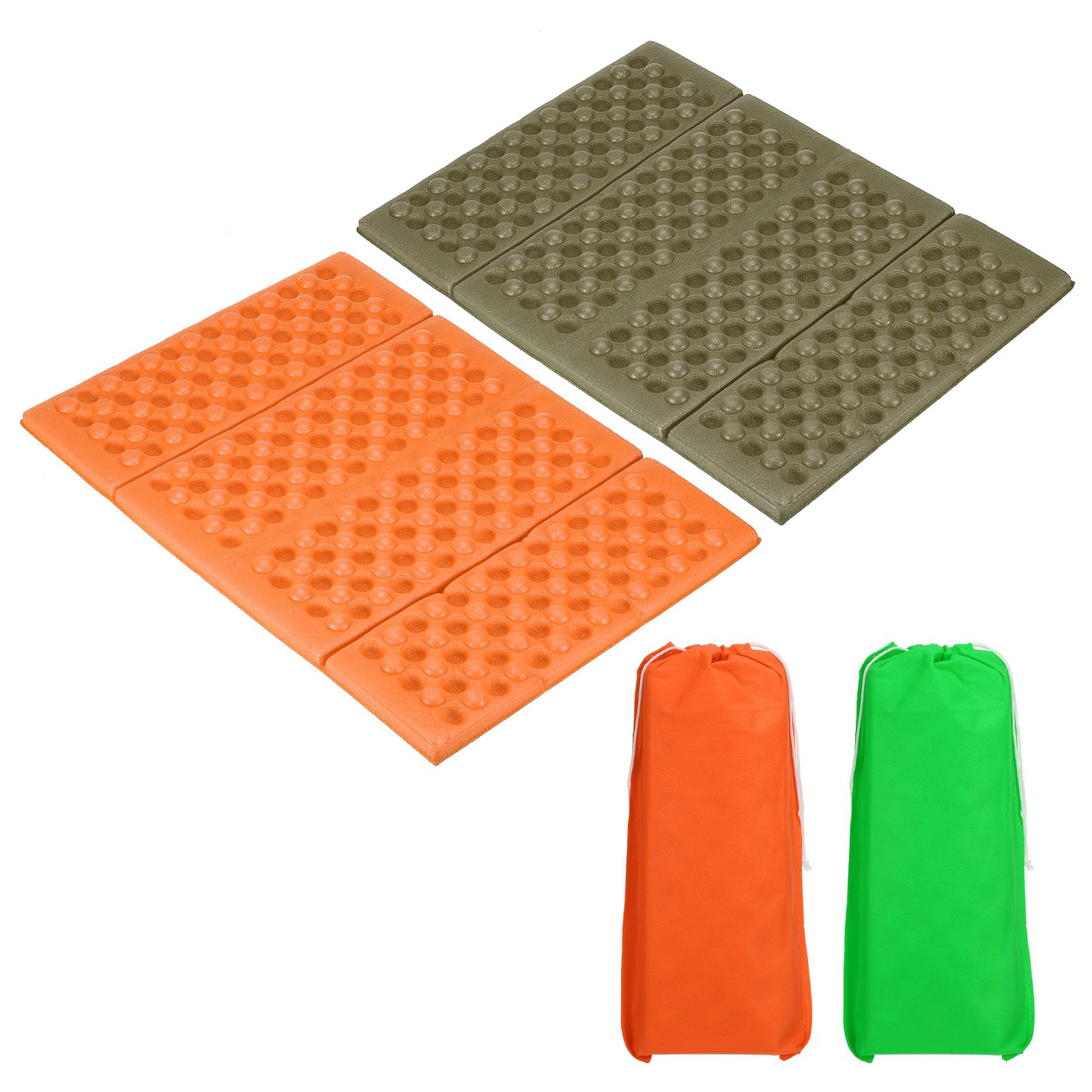 PATIKIL 15"x10.6"x0.4" Foldable Hiking Seat Pad, 2 Pack XPE Cushion Sitting Pads Foam Mat Waterproof for Outdoor Camping Picnic Stadium, Orange/Drak Green