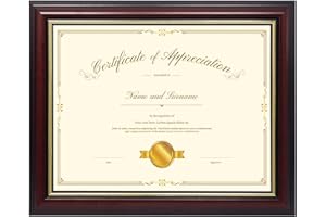 Hodeframe 8.5x11 Wood Diploma Frame, 8-1/2 x 11 frame,Certificate Document Frame, Picture Frame with UV Protection Acrylic & Solid Wood,Cherry Finish for Wall and Tabletop