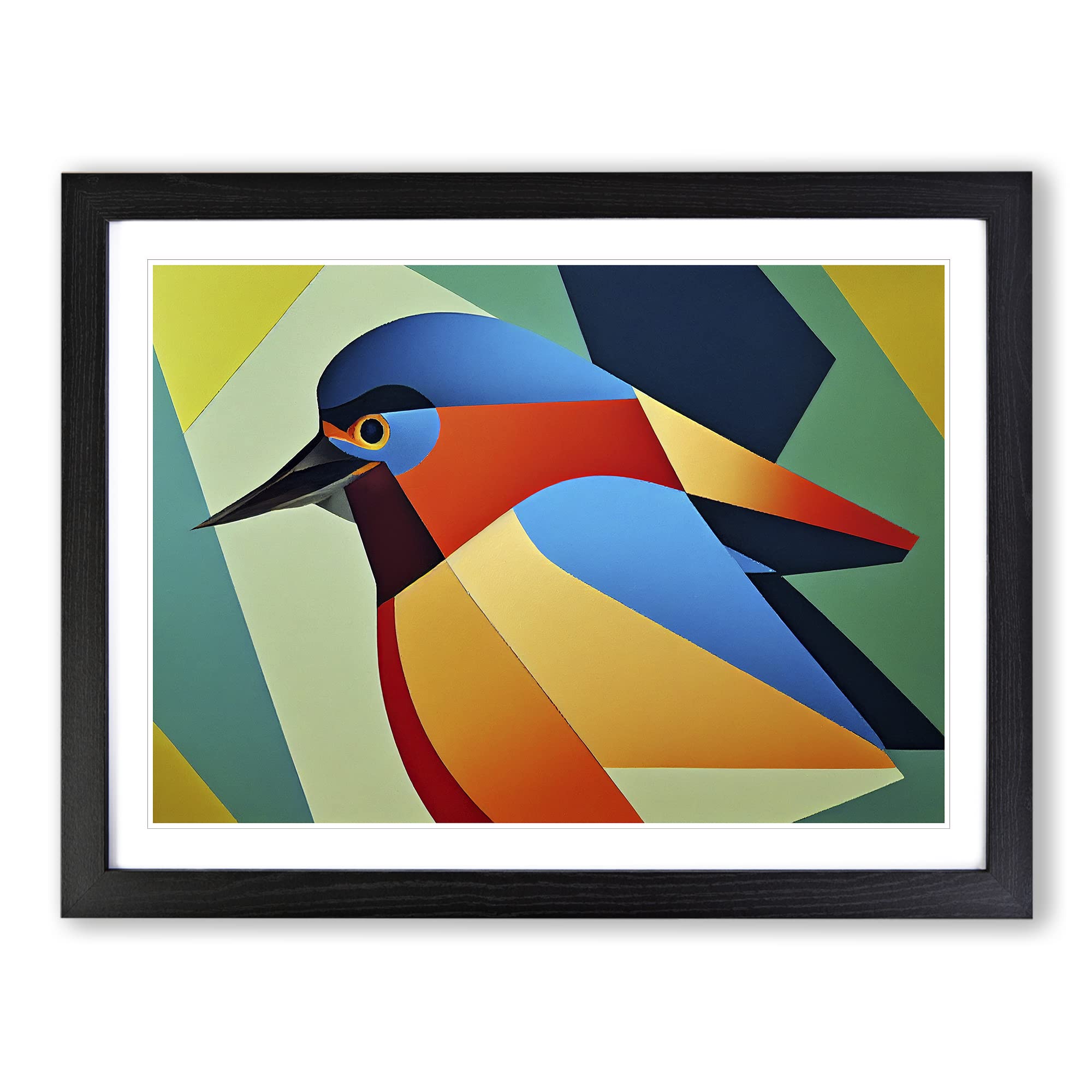 Kingfisher Bird Abstract Vol.3 Framed Print | A4 Black Framed Wall Art | Ready to Hang | Abstract Fantasy Picture | Living Room Bedroom Lounge Office