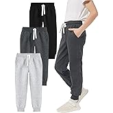 PEHMEA 3 Pack Boys Girls Sweatpants Kids Cotton Active Jogger Pull On Athletic Pants with Pockets Drawstring for School Sport