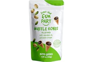 Just The Fun Part, Bite-Size Crispy Mini Waffle Cones with Premium Belgian Chocolate, Great for Snacks, Dessert, Grab & Go - Kosher (Milk Chocolate & Pistachio Cream)