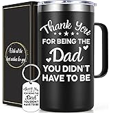Lifecapido Step Dad Father's Day Gifts, 20oz Insulated Coffee Mug with Keychain, Birthday Stepped-up Dad Gifts, Black
