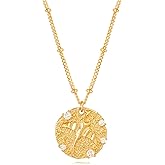 Valloey Rover Gold Necklace for Women 14K Gold Plated Pendant Neckalce Simple Dainty Satellite Chain Necklace Jewelry Gift for Women