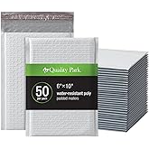 Quality Park Bubble Mailers, 6 x 9 Shipping Envelopes, Water Resistant White Poly Padded Envelopes, Redi-Strip Peel Off Closu