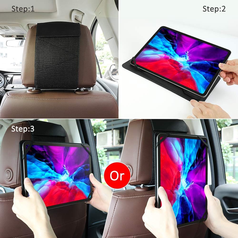 memumi 𝟐𝟎𝟐6 𝗨𝗽𝗴𝗿𝗮𝗱𝗲𝗱 Car Headrest Holder for Tablet Car Headrest Mount Universal Stand for 2020 iPad Pro 9.7, 10.2, 11 - Image 3