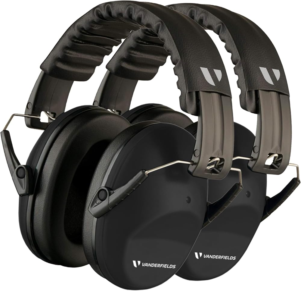 Vanderfields Premium Ear Defenders Hearing Protection 29 dB 2K Hz Black 2 Pack