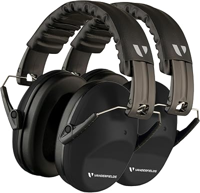 Vanderfields Premium Ear Defenders Hearing Protection 29 dB 2K Hz Black 2 Pack