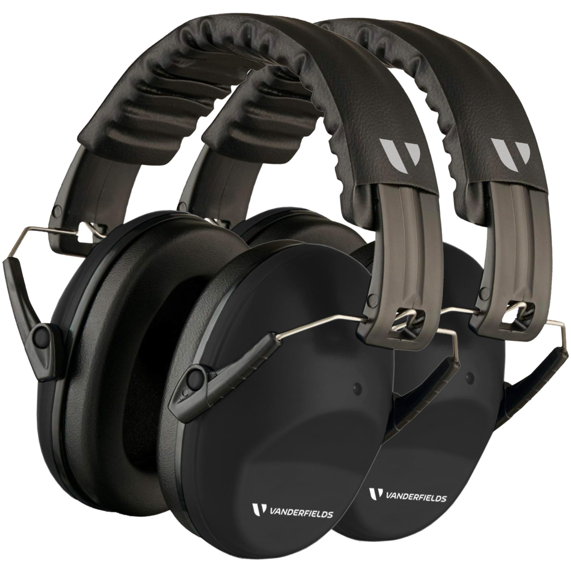Vanderfields Premium Ear Defenders - Hearing Protection Earmuffs - Broad Spectrum Sound Reduction 29 dB at 2K Hz Noise Cancelling - Headset Noise Cancellation Adults and Teens - Black 2 PK