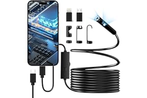 PIPIRICH [Dual-Lens] Endoscope Camera with Light, 1920P HD Borescope with 8+1 Adjustable LED Lights, IP67 Waterproof 16.5FT Semi-Rigid Snake Cord Inspection Camera for iPhone, iPad and Android Phone