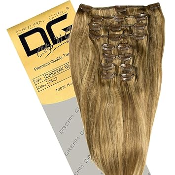 Dream Girl 14 Inch Colour 6 27 Clip On Hair Extensions Amazon De Beauty