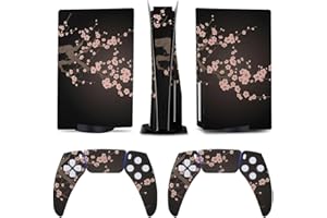 AoHanan Cherry Blossom Black 5 Skin Controller Accessories Cover Skins Anime Vinyl Cover Sticker Full Set for 5 Disc Edition