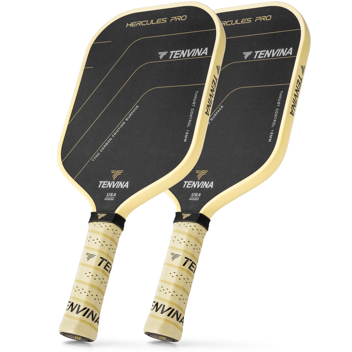 Photo 1 of TENVINA Pickleball Paddles Set of 2, Thermoforming 4-Layer T700SC Friction Carbon Fiber Pickleball Paddle, Professional USAPA Approved Pickle Ball Paddle Providing Strong Power and Spin