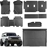 for Ford Bronco 4 Door (Not fit Sport) 2021-2024 2025 Floor Mats Cargo Liner All Weather Heavy Duty TPE Waterproof Anti-Slip Tech Trunk Mats for Bronco 2022 2023 Automotive Car Accessories