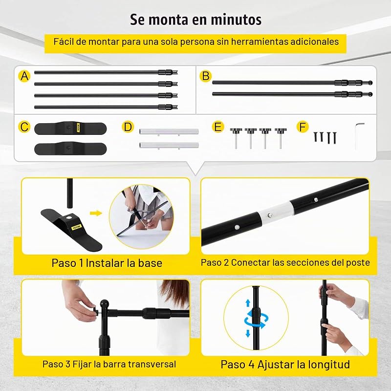 Soporte para Panel de Fondo Publicitario 2.4 m x 2.4 m, Achura 35 "- 96", Soporte Banner Altura Ajustable 40 "- 96", para Feria Comercial Ligero Telescópico Ajustable Expositor — foto 5 de 8