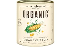 Eat Wholesome Organic Italian Sweet Corn, 341ml - 100% Natural, No Added Sugar, Whole Kernels, Vegan, Non-BPA Lining, CO2 Neu