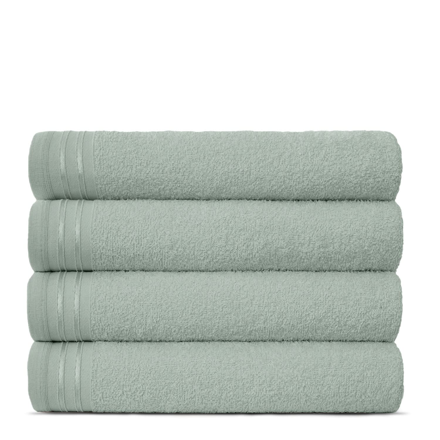 Lions Bath Towels - Set of 4 Bathroom Large Bath Sheets, 100% Luxury Cotton, 500 GSM 75X135CM, Highly Absorbent and Quick Dry Extra Large Bath Towel, Bathroom Accessory Set, Duck Egg