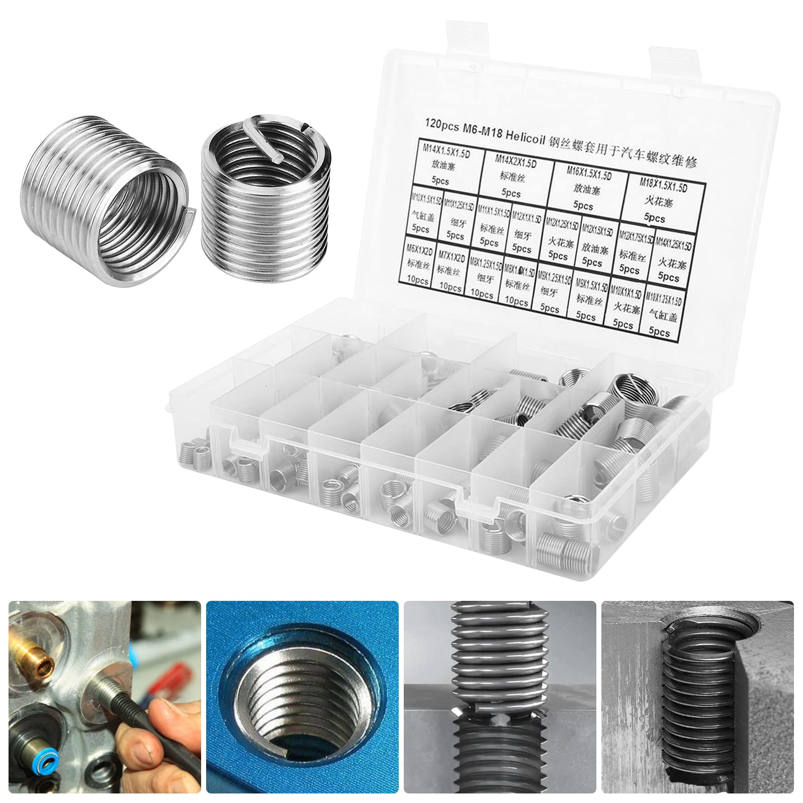 Mua EVTSCAN 120 Pcs Stainless Steel Helical Threaded Inserts Kit, with ...