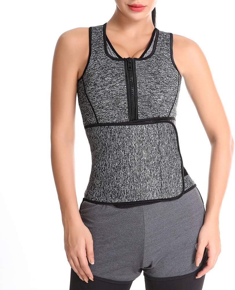 Gallity Women Sexy Underwear Latex Sport Girdle Waist Trainer Corsets Zipper Body Shaper (XS, Gray)