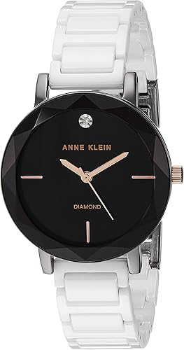 Anne Klein Women's AK Diamond-Accented Ceramic Bracelet Watch