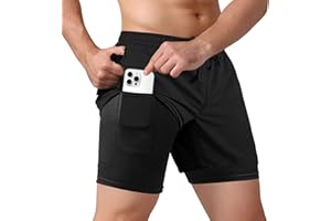 Tyzrdnac Men's 2 in 1 Athletic Quick Dry Shorts,Running Lightweight,Sweat Wicking Gym Workout Elastic Short