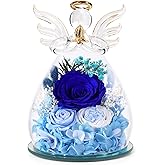Bessol Beferr Valentines Day Gifts for Her Women, Flowers for Delivery Birthday Gifts for Mom Grandma, Preserved Rose Forever Flower in Glass Angel Figurines Real Fresh for Wife Sister Daughter