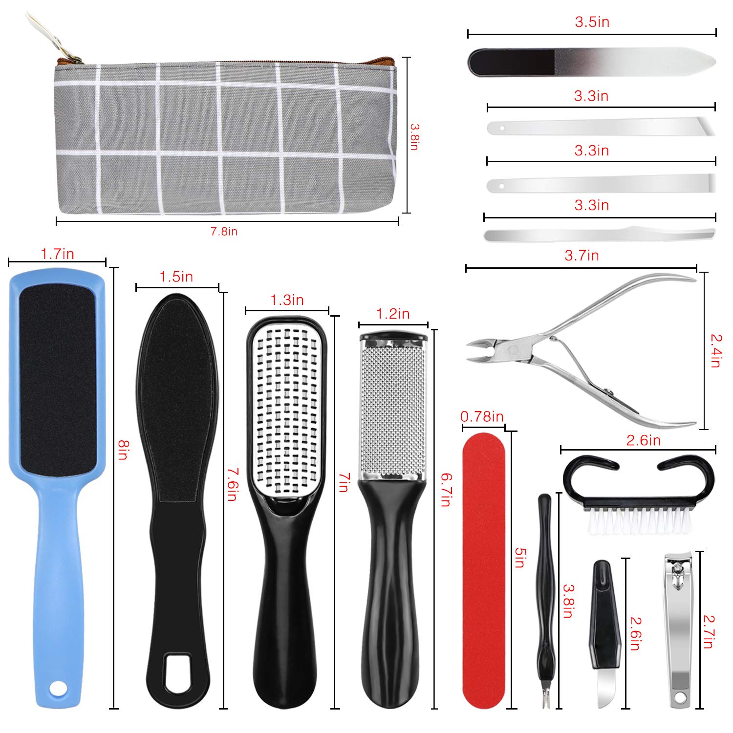 16 PCS Foot File Professional Pedicure Tools Set, Yotako Foot Spa Kit Callus Remover Scrubber, Exfoliating Pedicure Supplies and Nail Toenail Clipper Foot Care Kit : Beauty