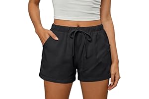 Summer Shorts for Women 2026 Trendy Elastic High Waisted Casual Linen Shorts Lightweight Cute Beach Vacation Outfits