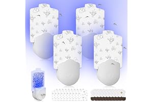 DWCOM 4 Pcs Flying Insect Trap Plug-in Fruit Fly Traps for Indoors Mosquito Trap, Gnat Traps for House Indoor with Non-Toxic Night Light UV Attractant Bug Catcher Includes 20 Sticky Refills for Home Office