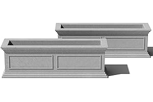 Veradek Brixton Window Box Plastic Planter - Large Rectangular Planter for Outdoor Balcony/Windowsill | Crack-Resistant All-Weather | Classic Estate Design for Flowers, Herbs, Succulents