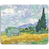 dealzEpic - Art Mousepad - Natural Rubber Mouse Pad with Famous Fine Art Painting of Wheat Field with Cypresses by Vincent Van Gogh - Stitched Edges - 9.5x7.9 inches