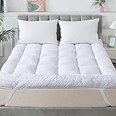 WhatsBedding 3 Inch Feather Bed Mattress Topper,Duck Feather Memory Foam Mattress Topper, Thickened Topper Layer，Queen