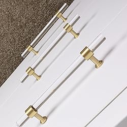 QOGRISUN 5-Pack Acrylic Cabinet Pulls with Brass