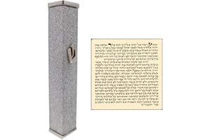 TALISMAN4U Sparkling Silver Aluminum Jewish MEZUZAH CASE with Scroll 3D Metal Shin Classic Israel Judaica Door Mezuza Cover (10 cm / 4 Inch)