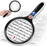 Large Magnifying Glass with Lights,10X 25X 45X 60X Handheld Lighted Magnifier, 5in Page Magnifier LED Lights, Magnifying Glas