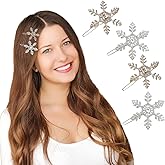 4 Pcs Snowflake Hair Clips Alloy Rhinestone Winter Holiday Hairpin for Woman Girl Christmas Gifts Party Hair Accessories