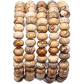 BEADIA Natural Brown Picture Jasper Stone Rondelle 5x8mm Loose Semi Gemstone Beads for Jewelry Making 38cm